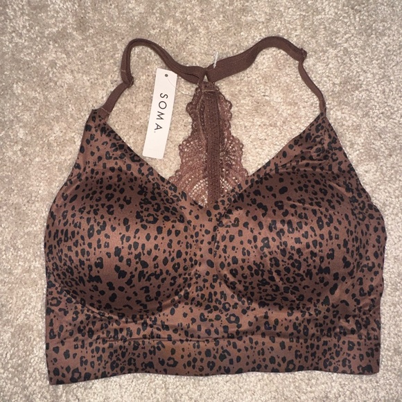 Soma Other - NWT, Soma Brown Leopard Print Bralette Lace Back